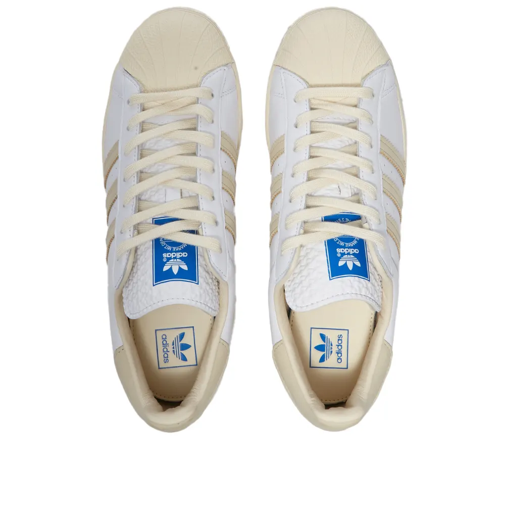 RARE🔥 Adidas Superstar Originals Blue Bird White Leather Shoes Sz