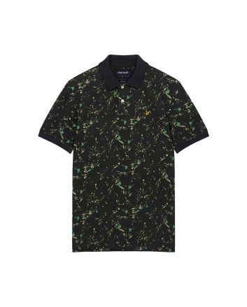 Lyle & Scott Splatter Print Polo Shirt Olive