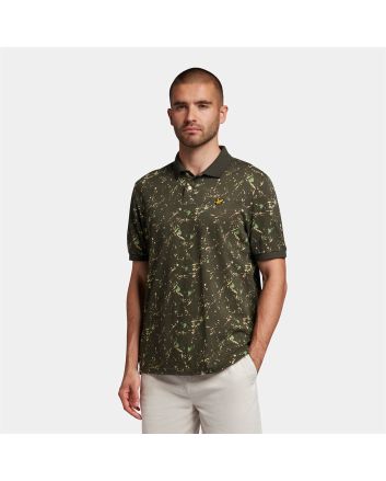 Lyle & Scott Splatter Print Polo Shirt Olive