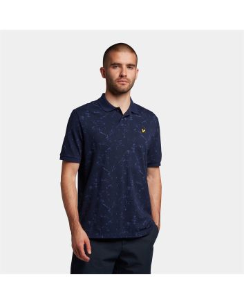 Lyle & Scott Splatter Print Polo Shirt Navy