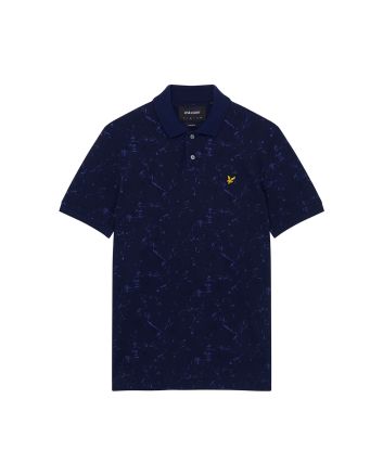 Lyle & Scott Splatter Print Polo Shirt Navy