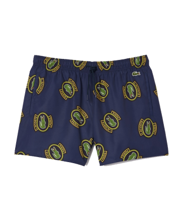 Lacoste Cocodrile Print Short Swimming Navy Blue & Yellow