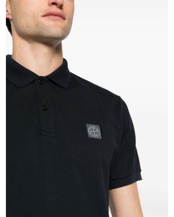 Stone Island 22R39 Cotton Pique Polo Shirt Navy Blue