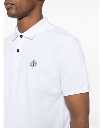 Stone Island 22R39 Cotton Pique Polo Shirt White