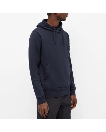 Stone Island 64151 Garment Dyed Popover Hoodie Navy Blue