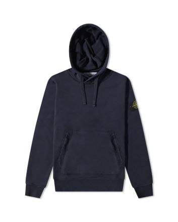 Stone Island 64151 Garment Dyed Popover Hoodie Navy Blue