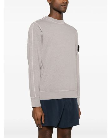 Stone Island 66060 Garment Dyed Malfile Crew Sweat Dust Grey