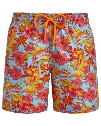 Vilebrequin Moorea Swin Short Tahiti Flowers Santorini Blue